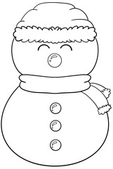 Snowman  line drawing coloring page