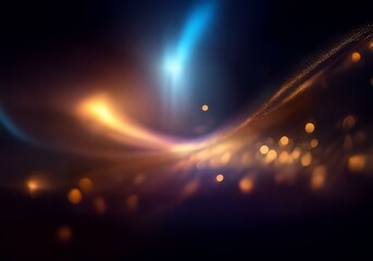 Fototapeta premium Abstract background with blurred lights, a blue streak, and a glowing orange line.