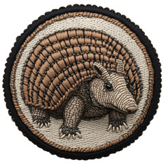 Armadillo Design Embroidered Patch isolated on transparent background