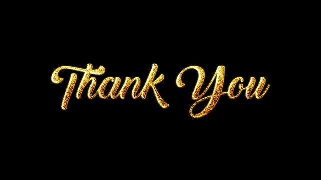 glowing glitter gold Thank you text on transparent background easy to edit