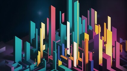 Obraz premium Abstract background with vertical multicolored geometric shapes like space. Vector illustration.