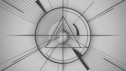 Geometric fusion - abstract harmony of triangles and circles in minimalist background design. Shapes and lines design for wallpaper, banner, background, landing page, wall art, invitation, prints
