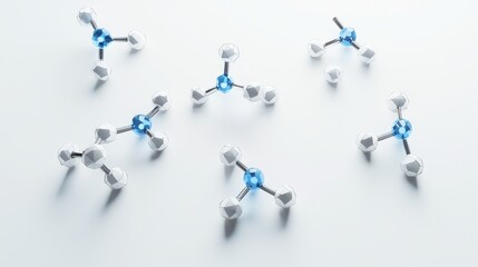 Minimalist geometric magnesium molecules with clean white background and blue accents