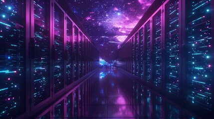 Fototapeta premium Exascale Supercomputer Simulating the Universe Environment