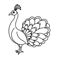 vector silhouette image of apeacock on a white background
