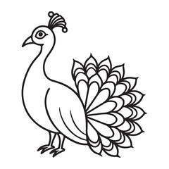 vector silhouette image of apeacock on a white background
