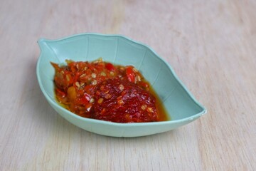 close up of traditional Indonesian chili sauce
