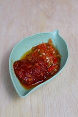 close up of traditional Indonesian chili sauce