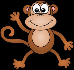 Fototapeta premium Black and white and colored animals illustration including koala, monkey, alligator, giraffe