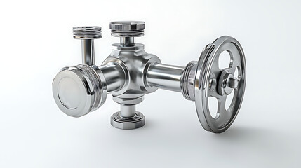 Modern hand-operated stop valve isolated on white background