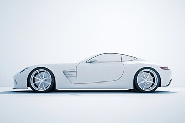 Hyperrealistic image of a modern white car on white background. Generated by artificial intelligence