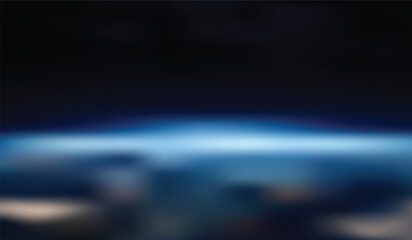 A foggy space scene with blue-black shades, similar to a view of the planet's atmosphere from space, a blurred gradient.