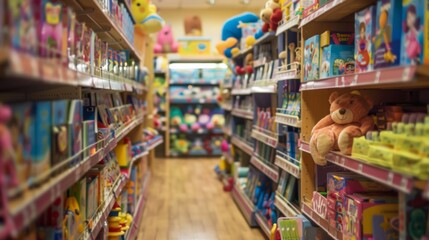 Fototapeta premium Aisle of Children's Toys in a Retail Store