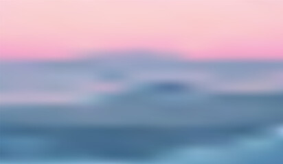 Obraz premium Blurry pastel-toned seascape with a pink sky and soft blue waves in the foreground.