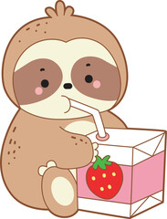 Twitch emote cute sloth vector icon. Funny baby sloth animal series stock illustration. Slow life of fluffy sloth designs.