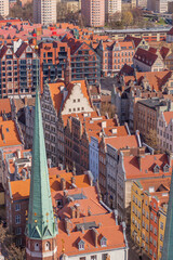Obraz premium City of Gdansk gingerbread houses roofs view from the building overview photos