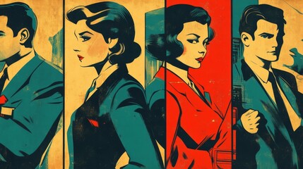 Workplace psychological safety posters in retro 1950s style series