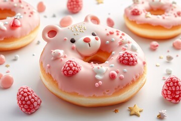 Cute Bear Shaped Donut with Decorative Toppings
