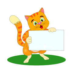 Cat with a card in the hands.