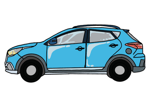 recommend clip art: Blue SUV car design. Perfect for stickers, tattoos, website elements, social media