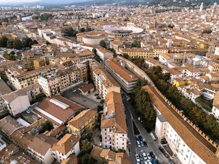 Aerial view of Verona, Italy with Arena di Verona