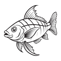 vector silhouette image of a fish on a white background
