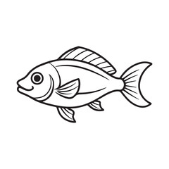 vector silhouette image of a fish on a white background
