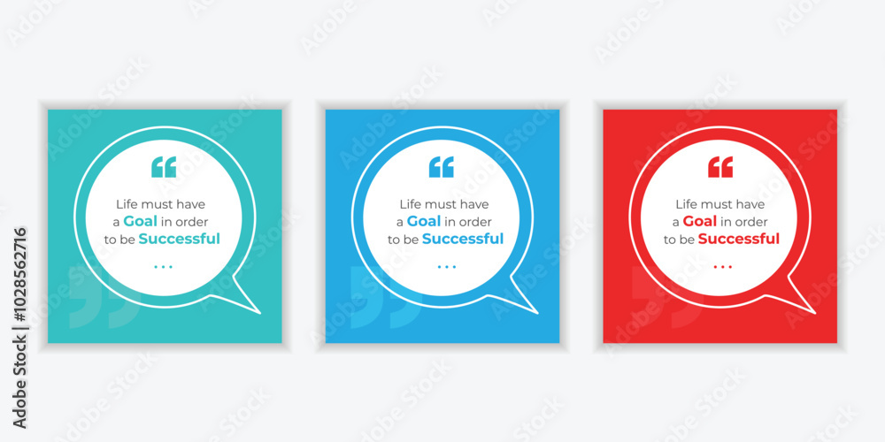 Leinwandbilder Speech Bubble Quote Template Set. Blank Speech Bubble Frame with Quotation Marks and Copy Space for Quotes.