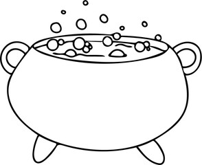 Colorful Halloween illustrations of pumpkin, bat, cat, and spooky cauldron.

