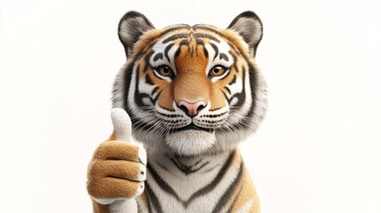 Obraz premium Cute Tiger Giving Thumbs Up with Confident Expression