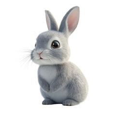 Fototapeta premium 3D Cartoon Rabbit Render for Fun Designs Transparent Background