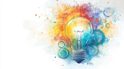 light bulb with colorful splashes