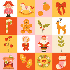 Geometric Christmas pattern. Modern vector New Year's background