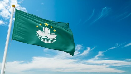 マカオの国旗(waving national flag of macau.)