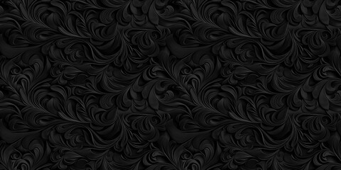 A black and white image of a patterned fabric. The pattern is very intricate and detailed, with many small shapes and lines. Scene is one of elegance and sophistication, as the pattern is very ornate