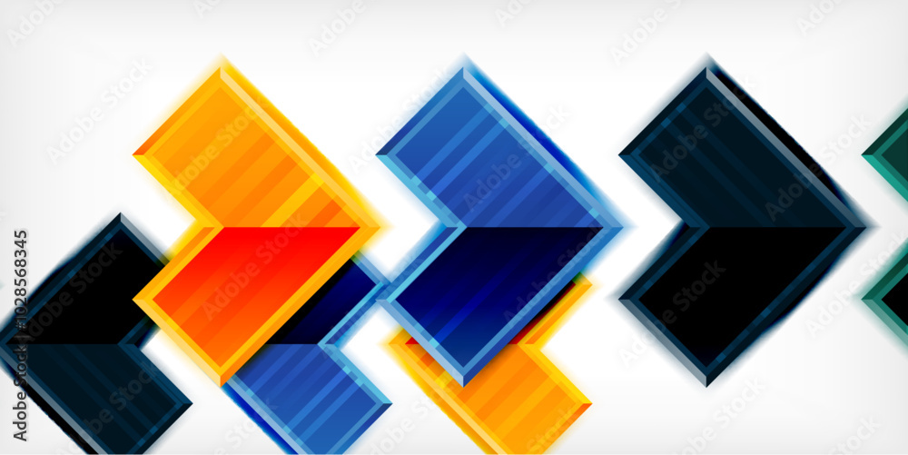 Poster Arrow symbols created with 3d effects and line texture geometric abstract background