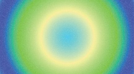 Obraz premium Abstract concentric background with vibrant gradient and noise grain texture in blue, yellow green colors 