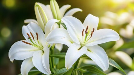 Elegant White Lilies in Soft Morning Light