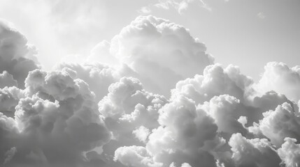 Soft White Clouds in a Grayscale Sky