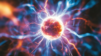 Vibrant Energy Sphere with Electric Tendrils