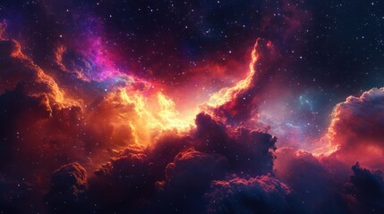 Fototapeta premium Cosmic Clouds and Stars in a Vibrant Nebula