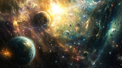 A Cosmic Landscape with Planets and Stars in a Nebula