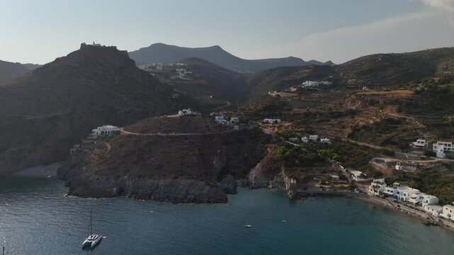 Skyward Serenity: Aerial Views of Kapsali, Kythira's Coastal Gem.