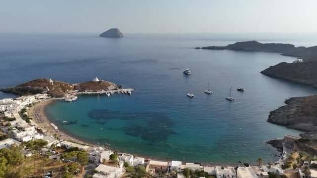 Skyward Serenity: Aerial Views of Kapsali, Kythira's Coastal Gem.