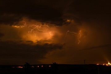 Dramatic Lightning in Night Sky