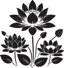 Lotus flowers silhouette vector Style with white background