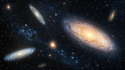 Stunning View of Multicolored Galaxies in Space