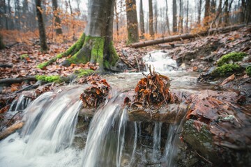 An autumn forest stream