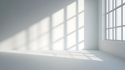 Fototapeta premium Clean blank space with light shadows on a white surface