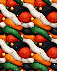 Obraz premium A colorful abstract painting of various shapes and sizes, including circles and squares, with a white background